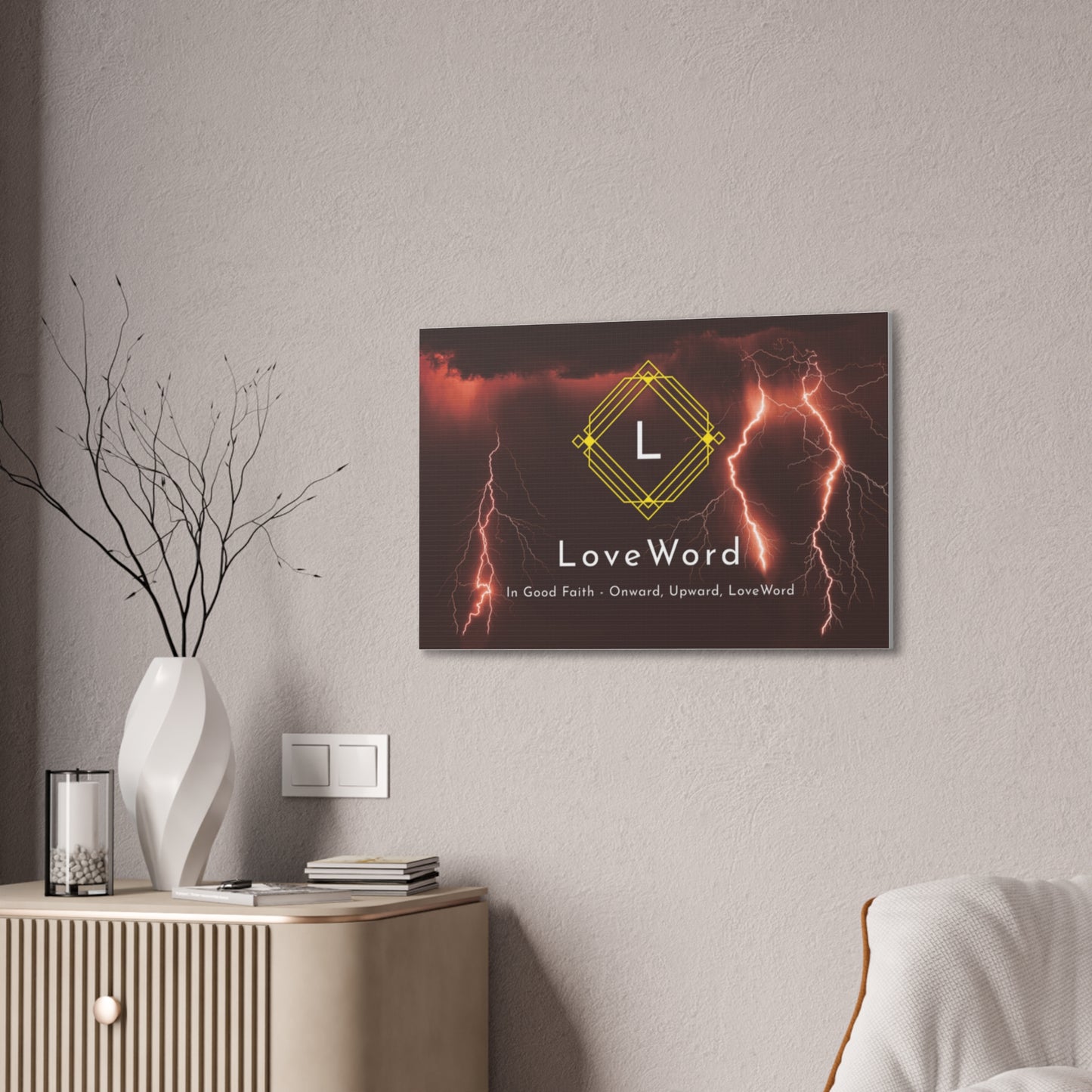 LoveWord Lightning Canvas Wall Art Inspirational Faith Quote Stretched Canvas