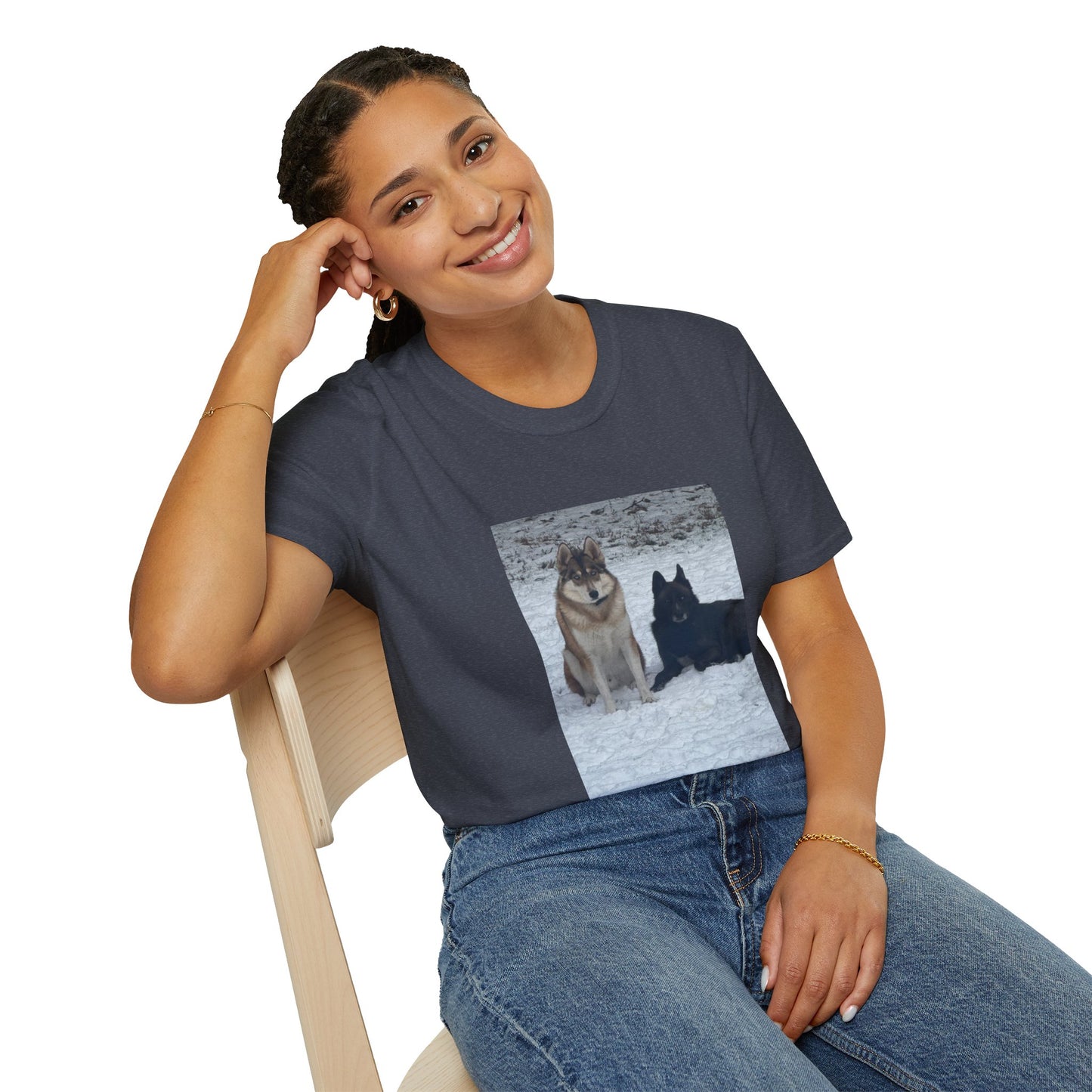Husky Pair Photo T-Shirt — Winter Dog Lovers Tee
