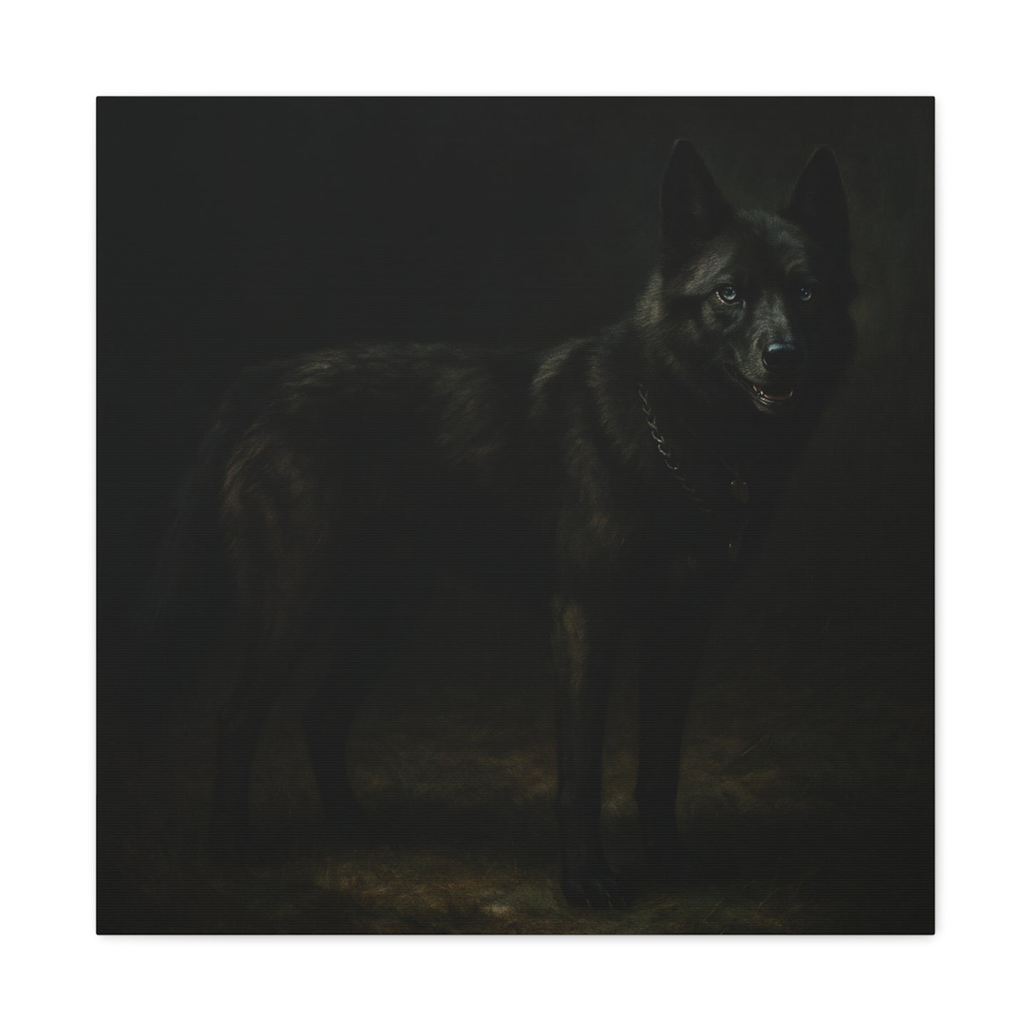 Odin – The Dark Majesty” Premium Poster Print, Black German Shepherd Canvas Wall Art — Dark Moody Animal Portrait