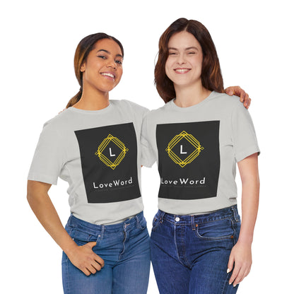 LoveWord Monogram Tee — Geometric Gold Emblem T‑Shirt