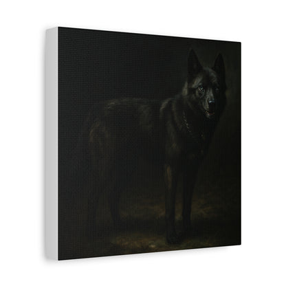 Odin – The Dark Majesty” Premium Poster Print, Black German Shepherd Canvas Wall Art — Dark Moody Animal Portrait