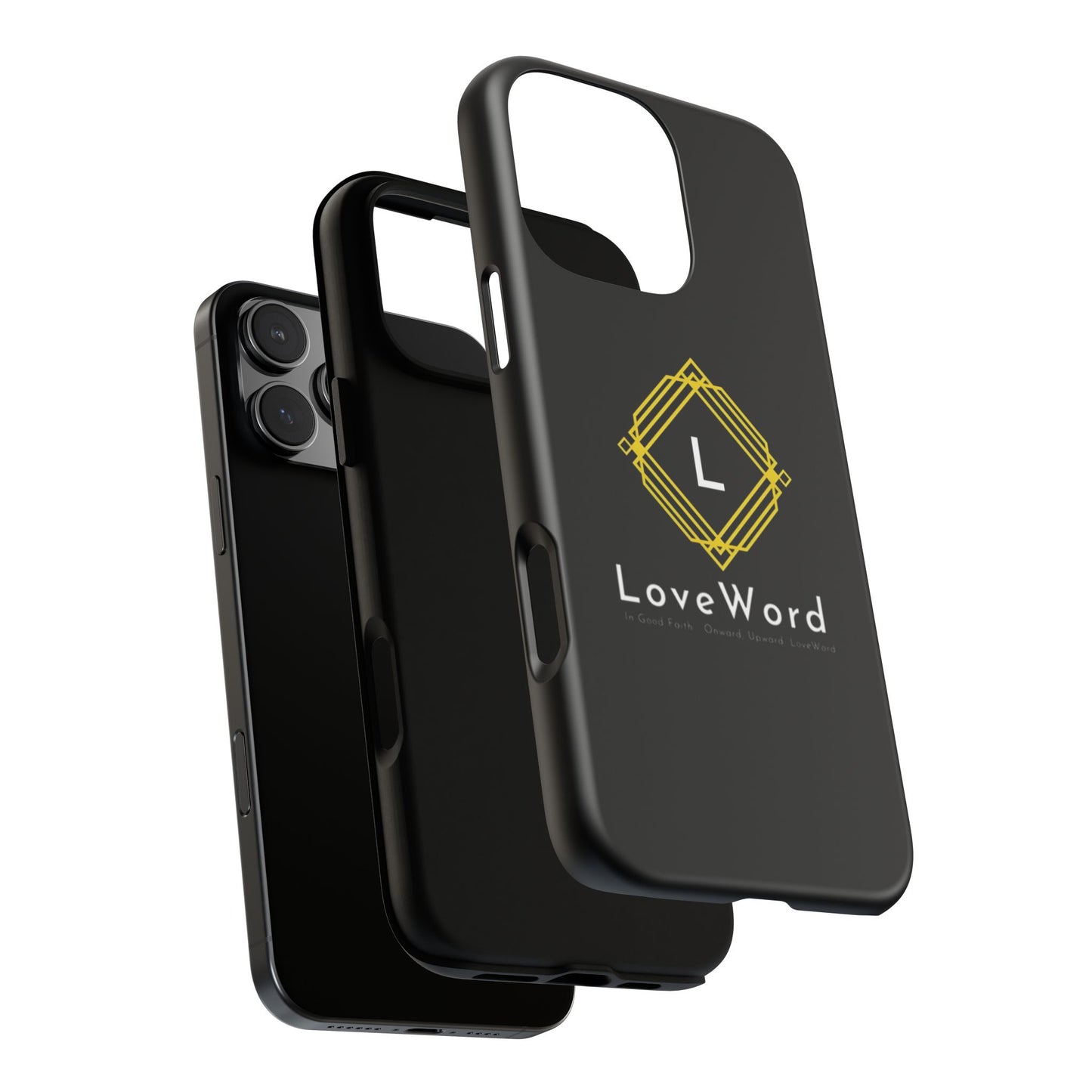 LoveWord Monogram Tough Phone Case — Black Protective iPhone Cover
