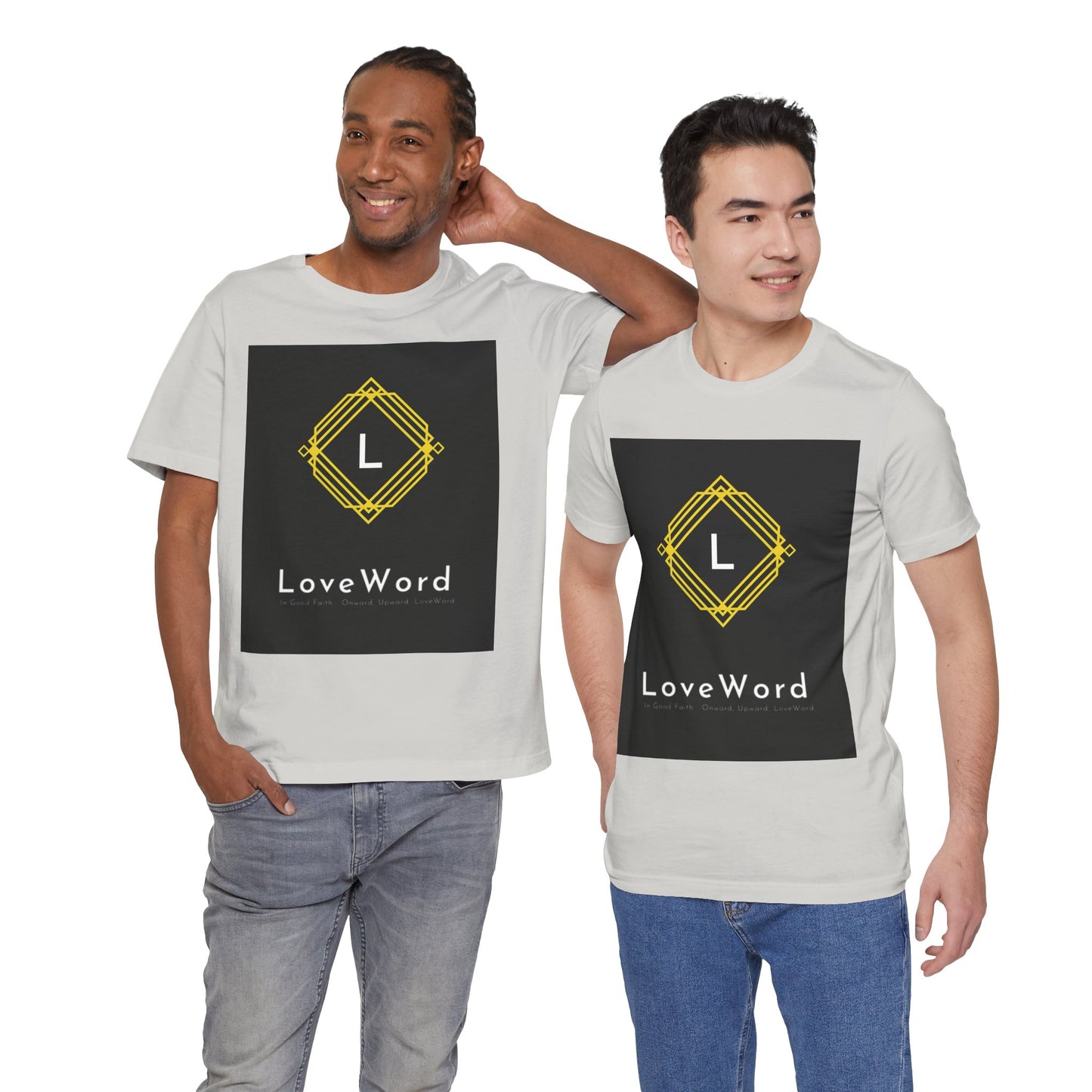 LoveWord Monogram Tee — Geometric Gold Emblem T‑Shirt