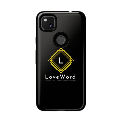 LoveWord Monogram Tough Phone Case — Black Protective iPhone Cover