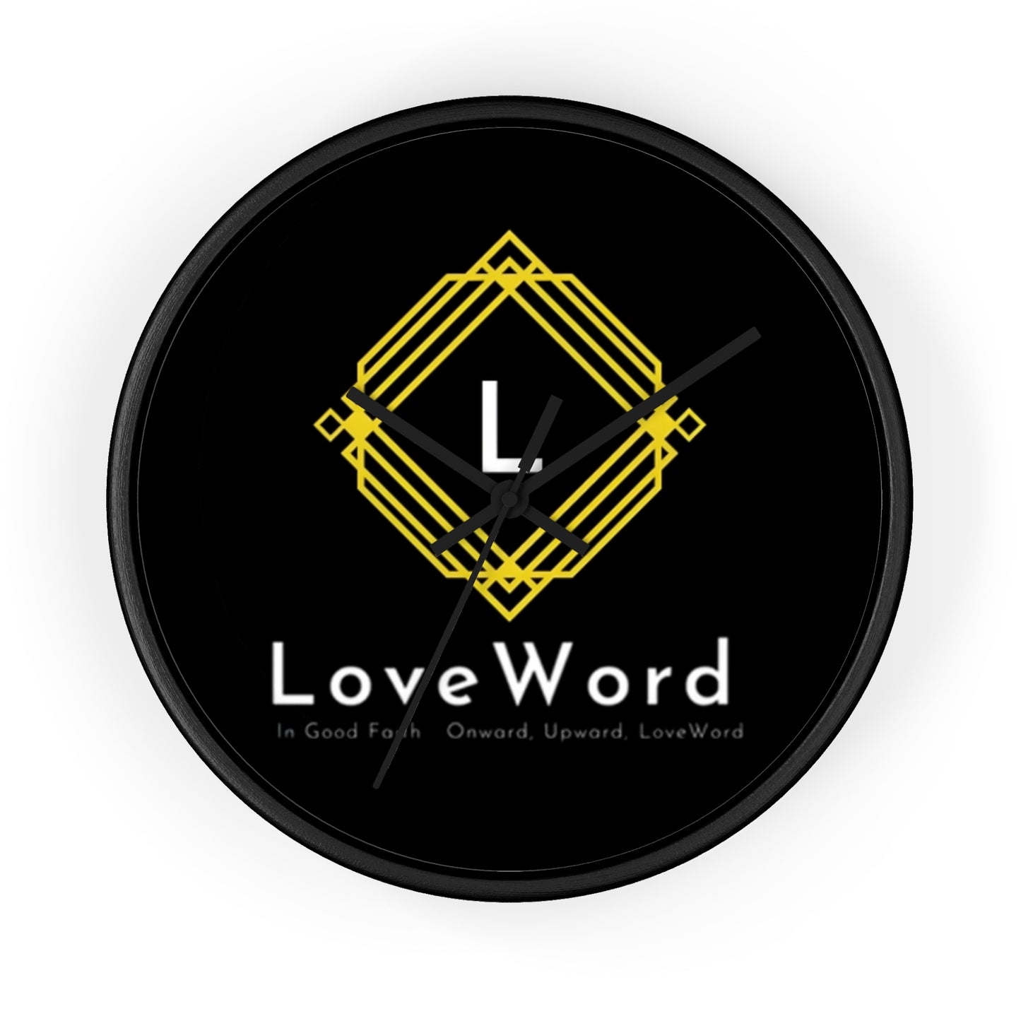 LoveWord Logo Wall Clock — Modern Black & Gold Decorative Clock