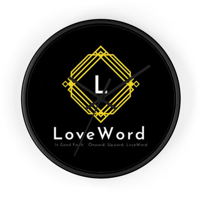 LoveWord Logo Wall Clock — Modern Black & Gold Decorative Clock