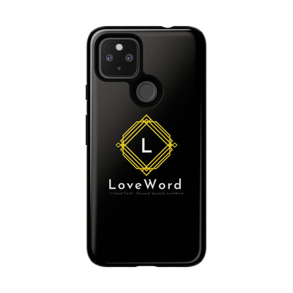 LoveWord Monogram Tough Phone Case — Black Protective iPhone Cover