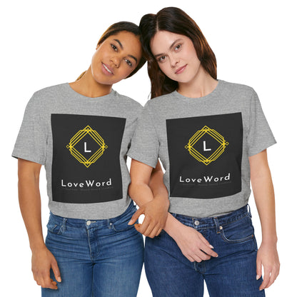 LoveWord Monogram Tee — Geometric Gold Emblem T‑Shirt