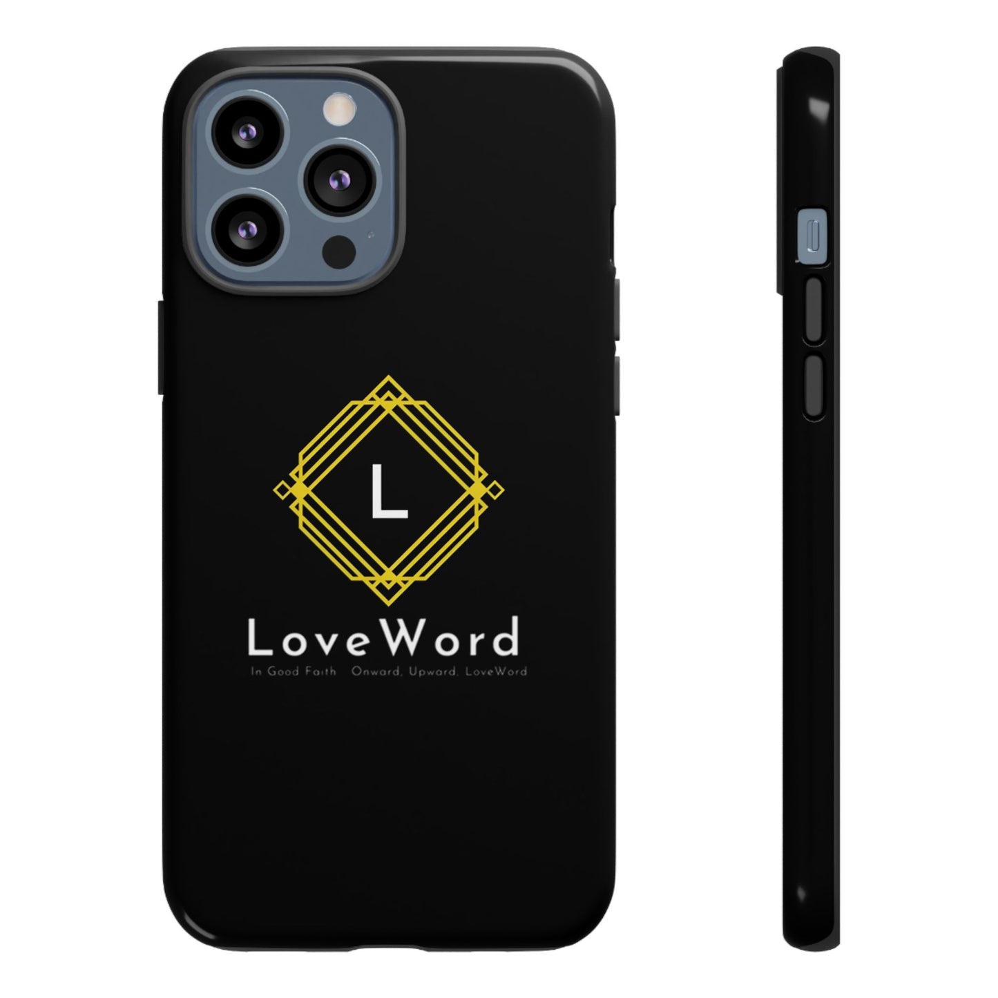 LoveWord Monogram Tough Phone Case — Black Protective iPhone Cover