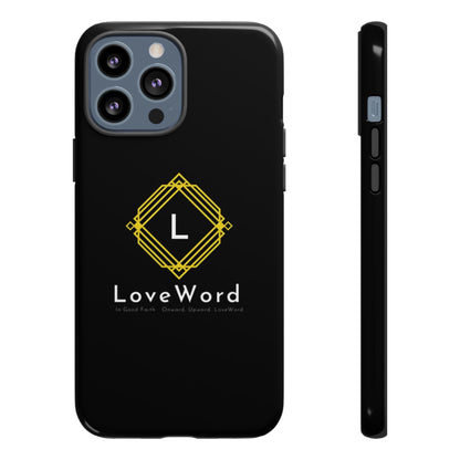 LoveWord Monogram Tough Phone Case — Black Protective iPhone Cover