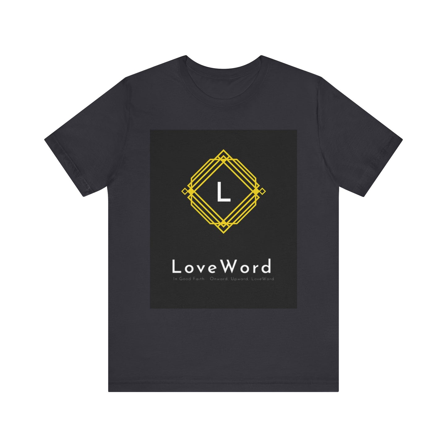 LoveWord Monogram Tee — Geometric Gold Emblem T‑Shirt