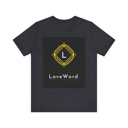 LoveWord Monogram Tee — Geometric Gold Emblem T‑Shirt