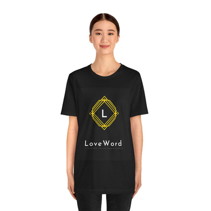 LoveWord Monogram Tee — Geometric Gold Emblem T‑Shirt