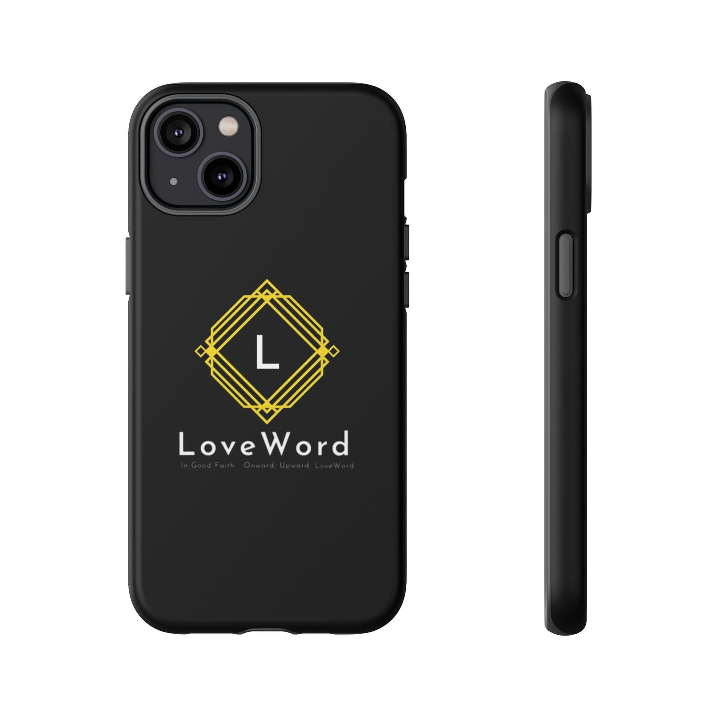 LoveWord Monogram Tough Phone Case — Black Protective iPhone Cover