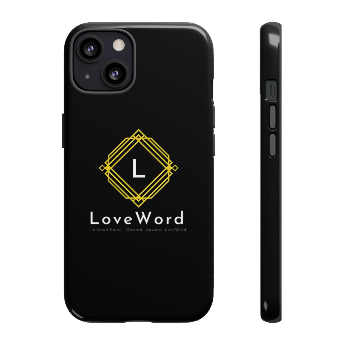LoveWord Monogram Tough Phone Case — Black Protective iPhone Cover