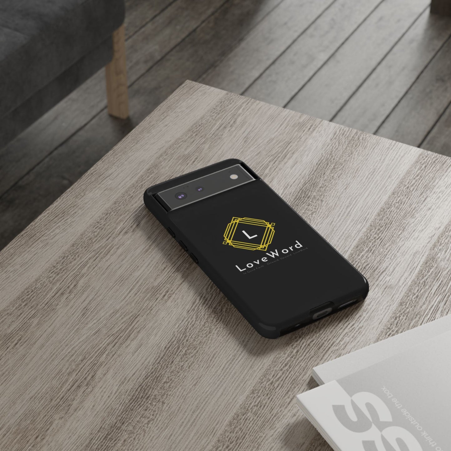 LoveWord Monogram Tough Phone Case — Black Protective iPhone Cover