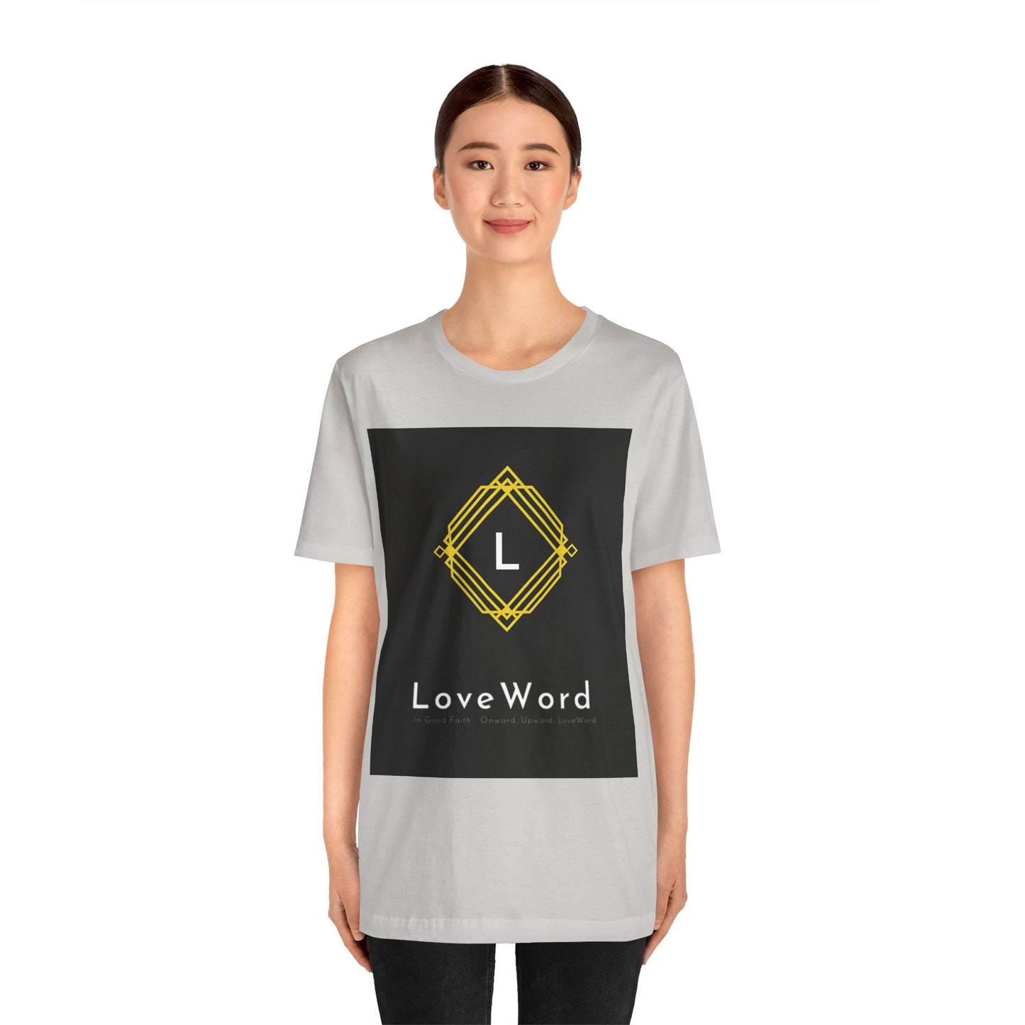 LoveWord Monogram Tee — Geometric Gold Emblem T‑Shirt