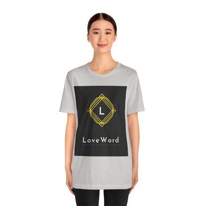 LoveWord Monogram Tee — Geometric Gold Emblem T‑Shirt