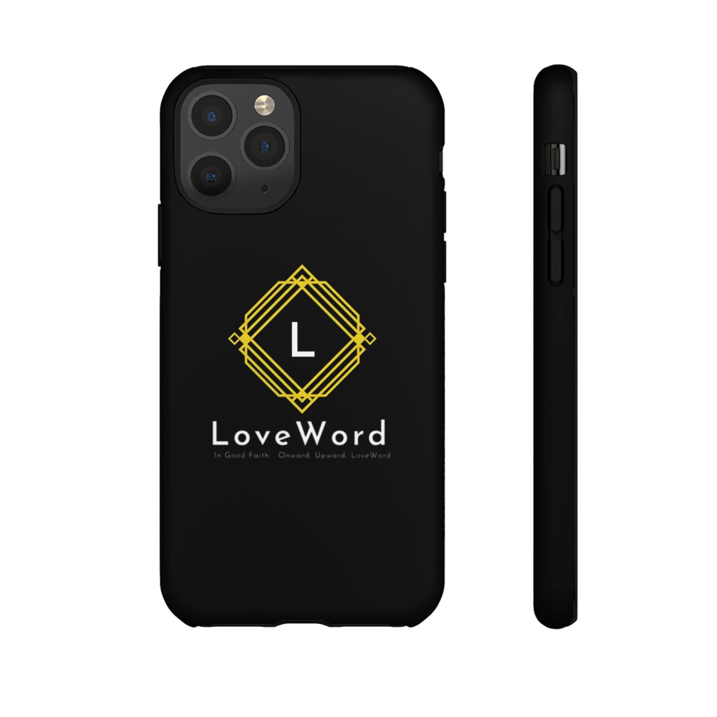 LoveWord Monogram Tough Phone Case — Black Protective iPhone Cover