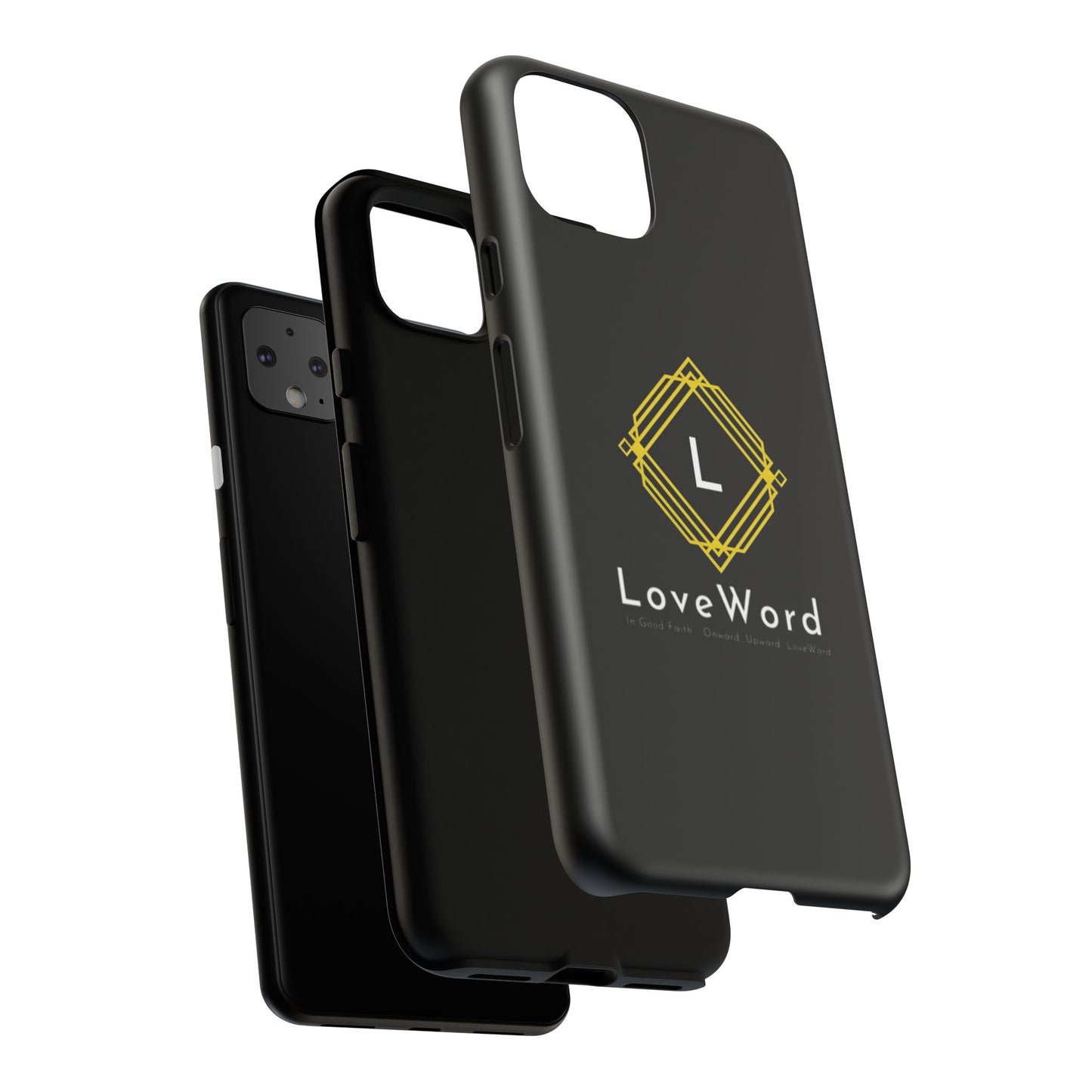 LoveWord Monogram Tough Phone Case — Black Protective iPhone Cover