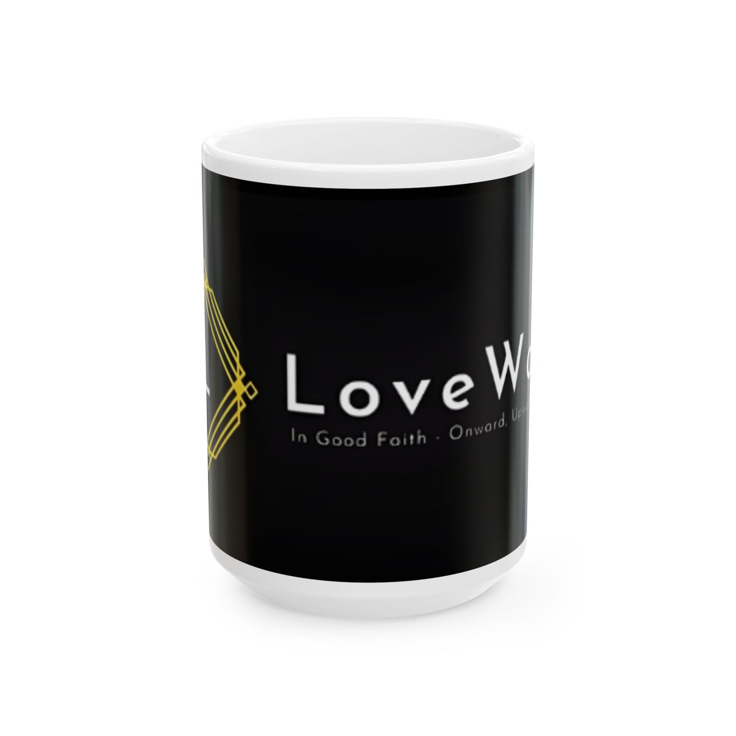 Love Wins Black Ceramic Mug – LoveWord Inspirational Faith Coffee Cup (11oz/15oz)
