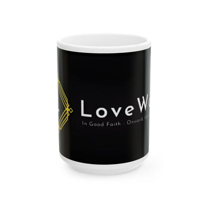 Love Wins Black Ceramic Mug – LoveWord Inspirational Faith Coffee Cup (11oz/15oz)