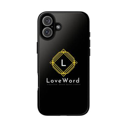 LoveWord Monogram Tough Phone Case — Black Protective iPhone Cover
