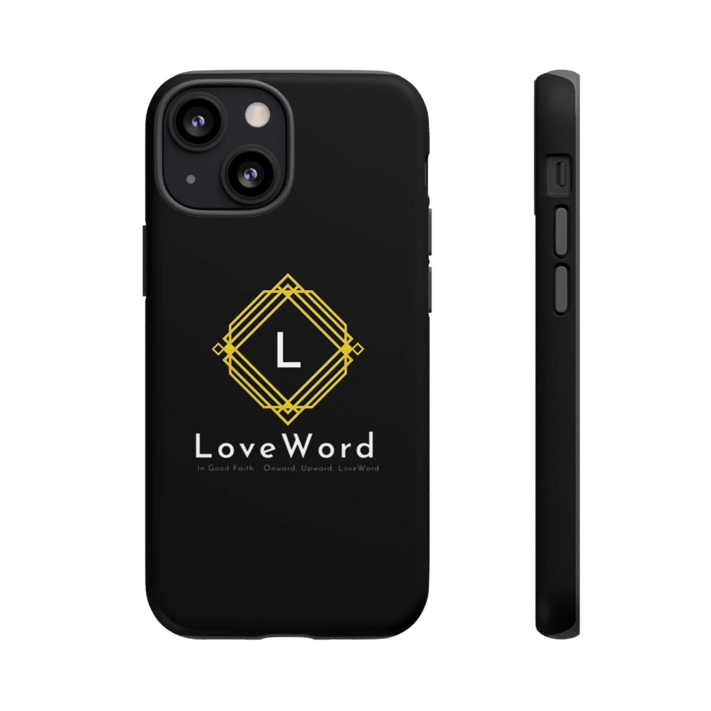 LoveWord Monogram Tough Phone Case — Black Protective iPhone Cover