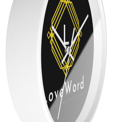 LoveWord Logo Wall Clock — Modern Black & Gold Decorative Clock
