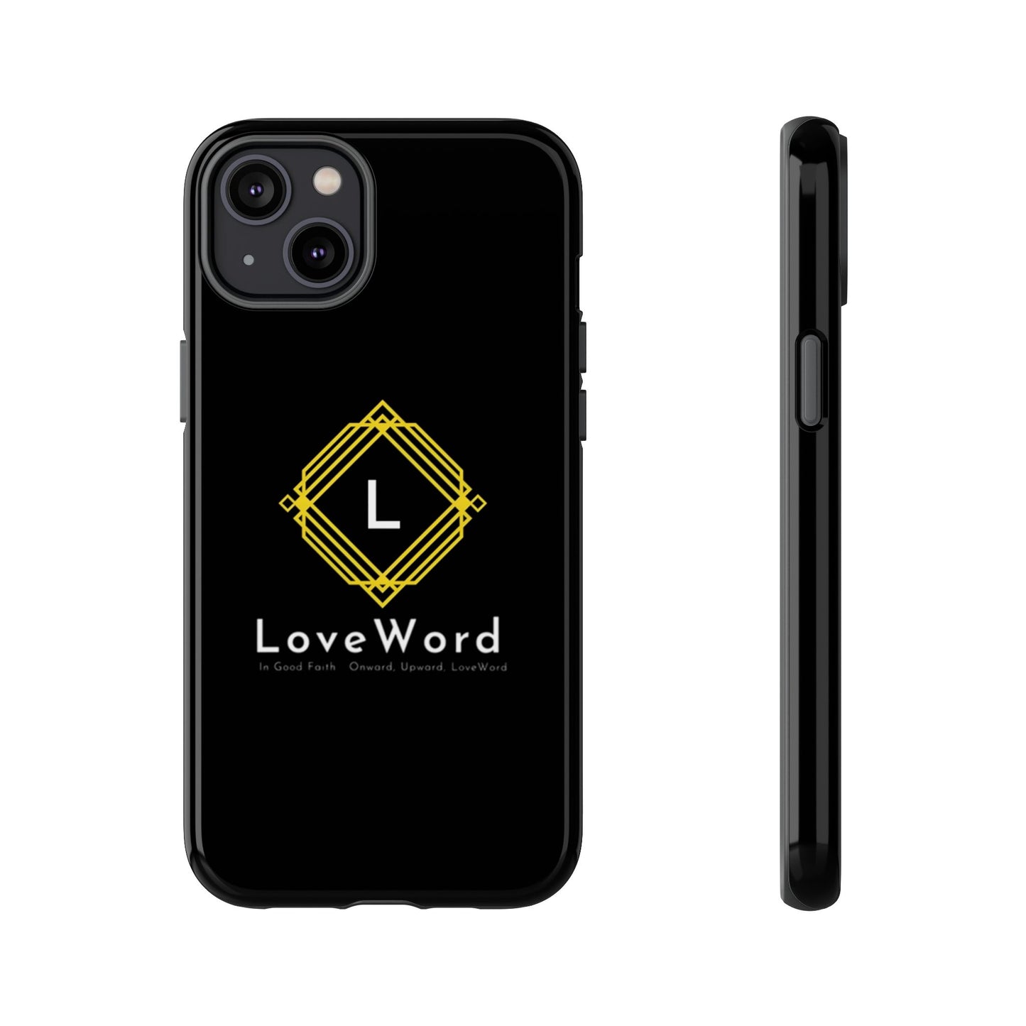 LoveWord Monogram Tough Phone Case — Black Protective iPhone Cover