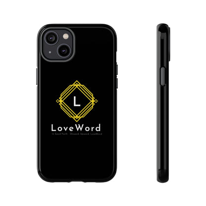 LoveWord Monogram Tough Phone Case — Black Protective iPhone Cover