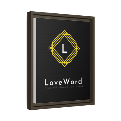 Framed Matte Canvas Art – LoveWord Gold Emblem on Black