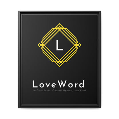 Framed Matte Canvas Art – LoveWord Gold Emblem on Black