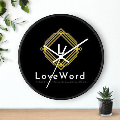 LoveWord Logo Wall Clock — Modern Black & Gold Decorative Clock