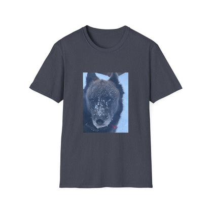 Wolf Face T‑Shirt  Frosty Snow Dog Portrait Tee