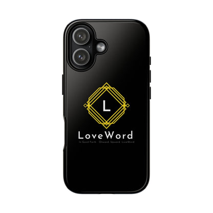 LoveWord Monogram Tough Phone Case — Black Protective iPhone Cover