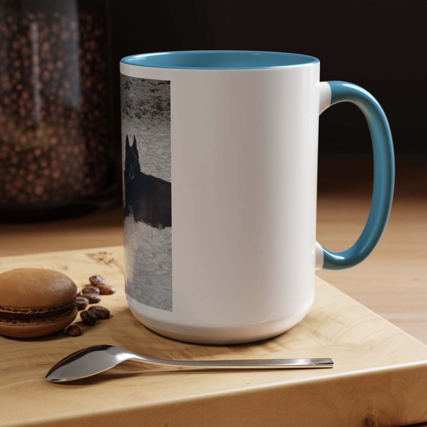 Wolf Pair Accent Coffee Mug  Photo Mug with Huskies in Snow (11/15 oz)