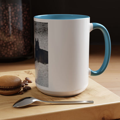 Wolf Pair Accent Coffee Mug  Photo Mug with Huskies in Snow (11/15 oz)