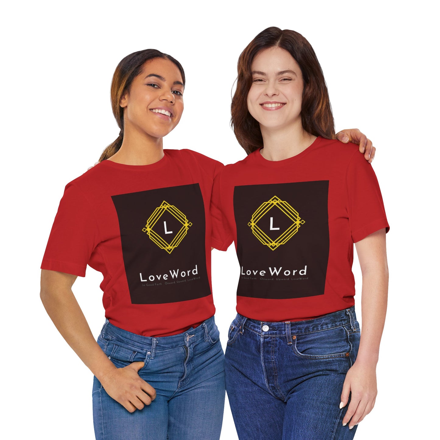 LoveWord Monogram Tee — Geometric Gold Emblem T‑Shirt