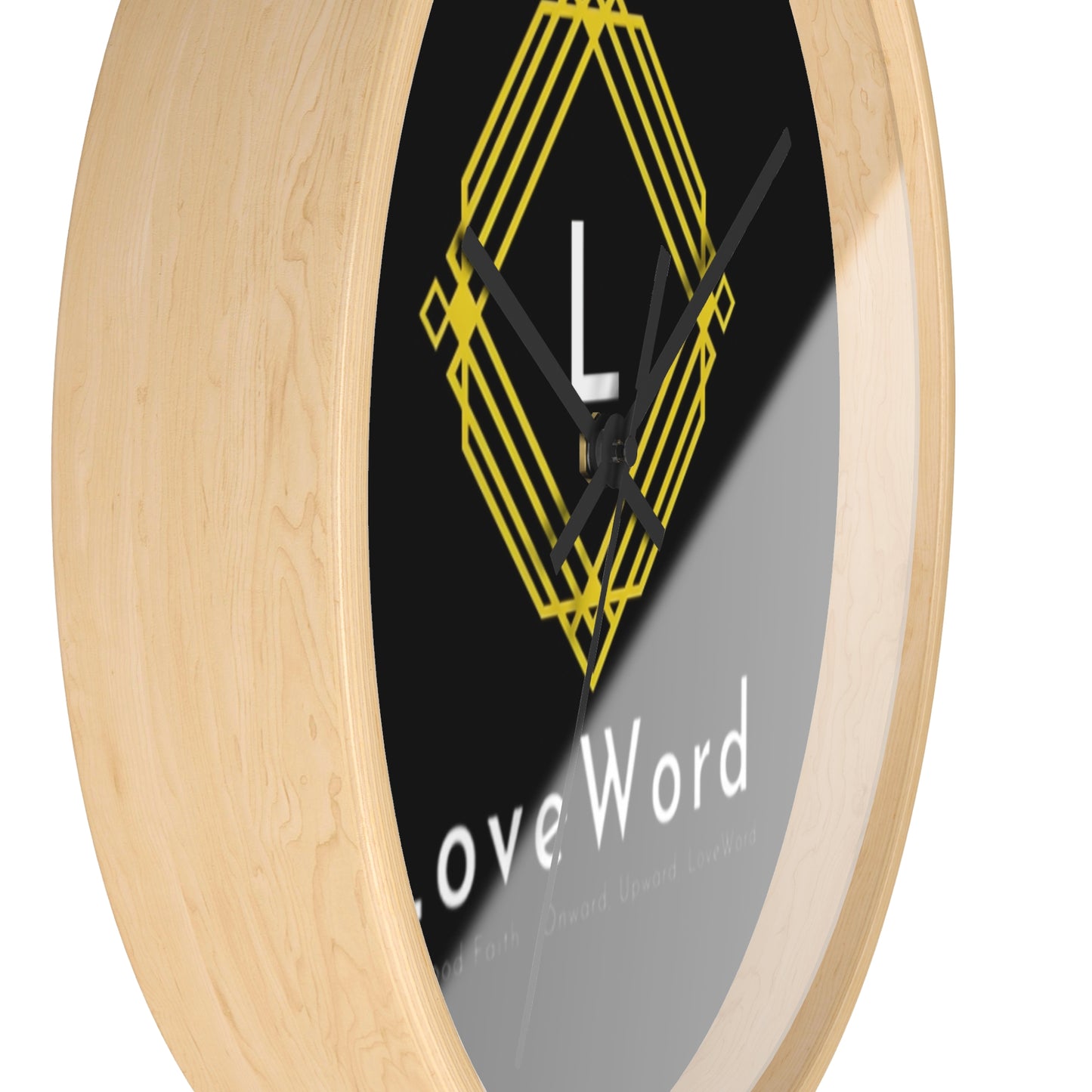 LoveWord Logo Wall Clock — Modern Black & Gold Decorative Clock