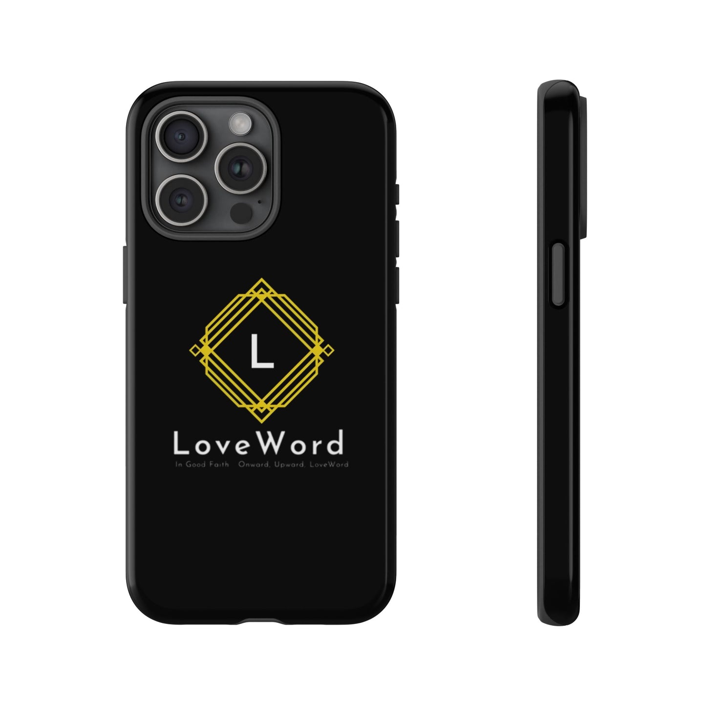 LoveWord Monogram Tough Phone Case — Black Protective iPhone Cover