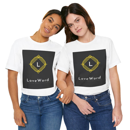 LoveWord Monogram Tee — Geometric Gold Emblem T‑Shirt