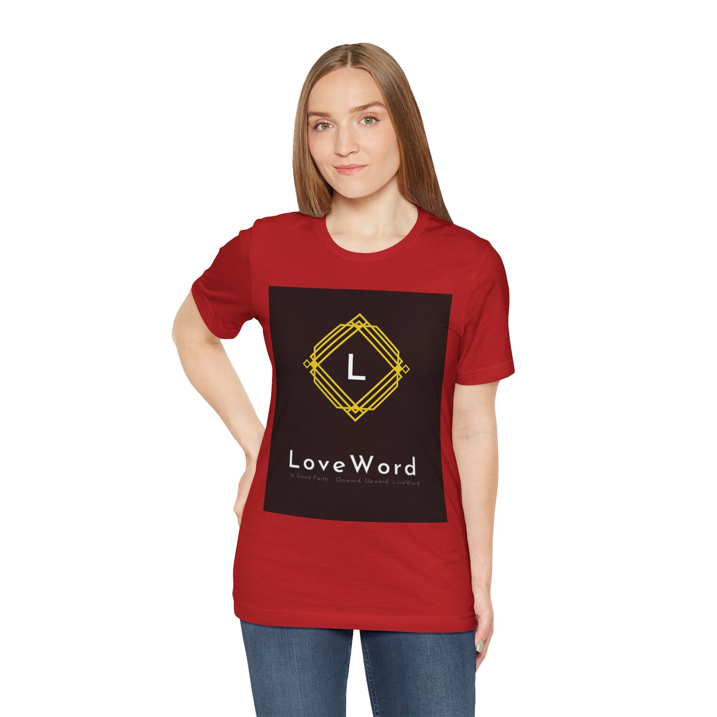 LoveWord Monogram Tee — Geometric Gold Emblem T‑Shirt