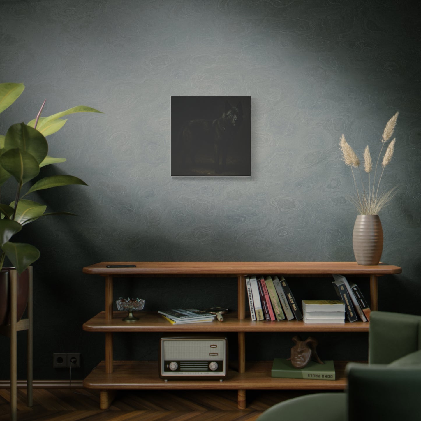 Odin – The Dark Majesty” Premium Poster Print, Black German Shepherd Canvas Wall Art — Dark Moody Animal Portrait