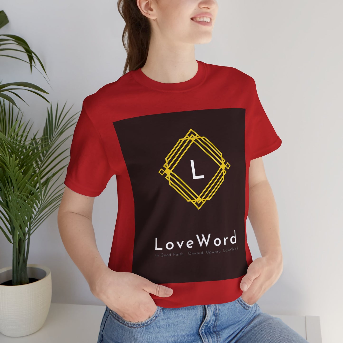 LoveWord Monogram Tee — Geometric Gold Emblem T‑Shirt