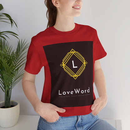 LoveWord Monogram Tee — Geometric Gold Emblem T‑Shirt
