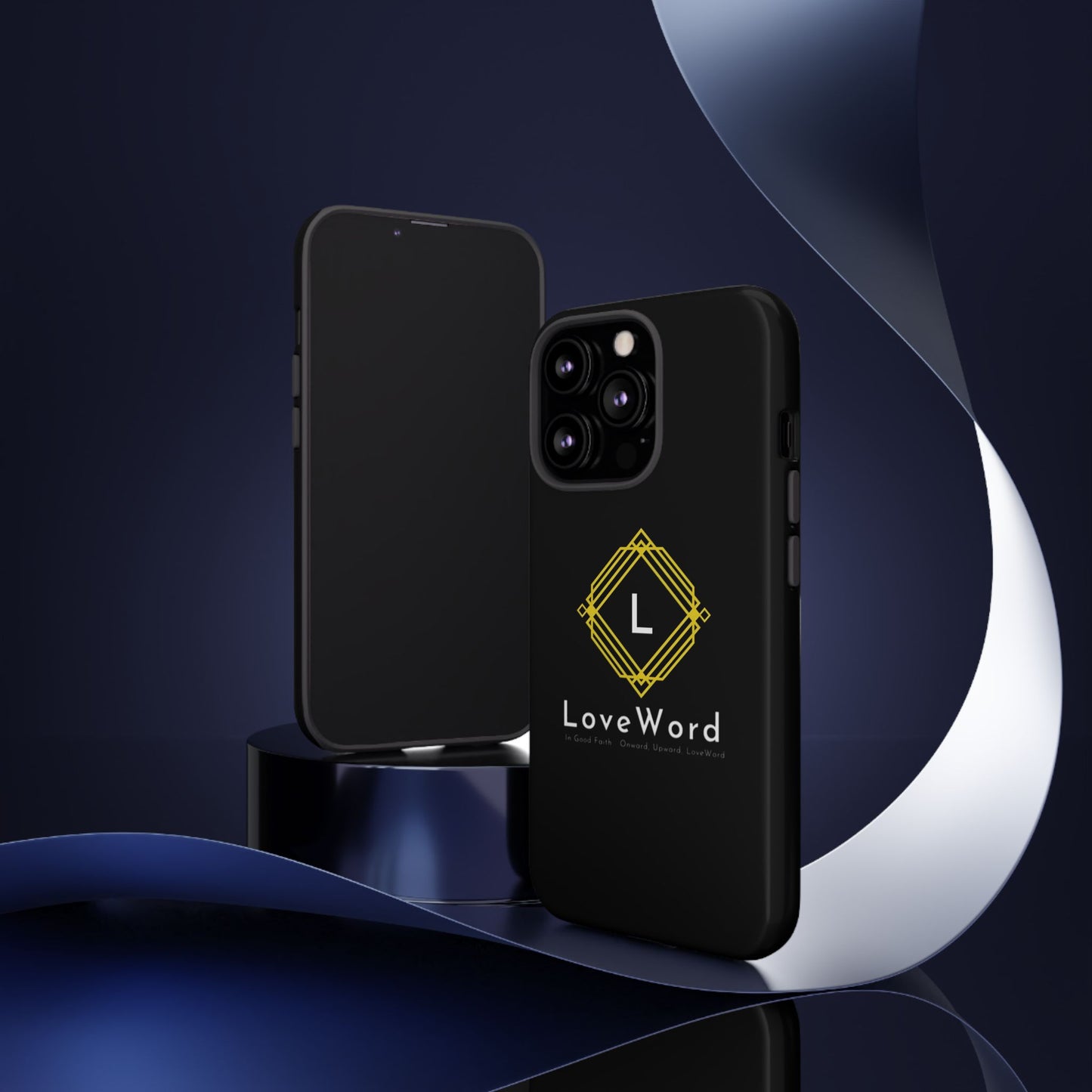 LoveWord Monogram Tough Phone Case — Black Protective iPhone Cover