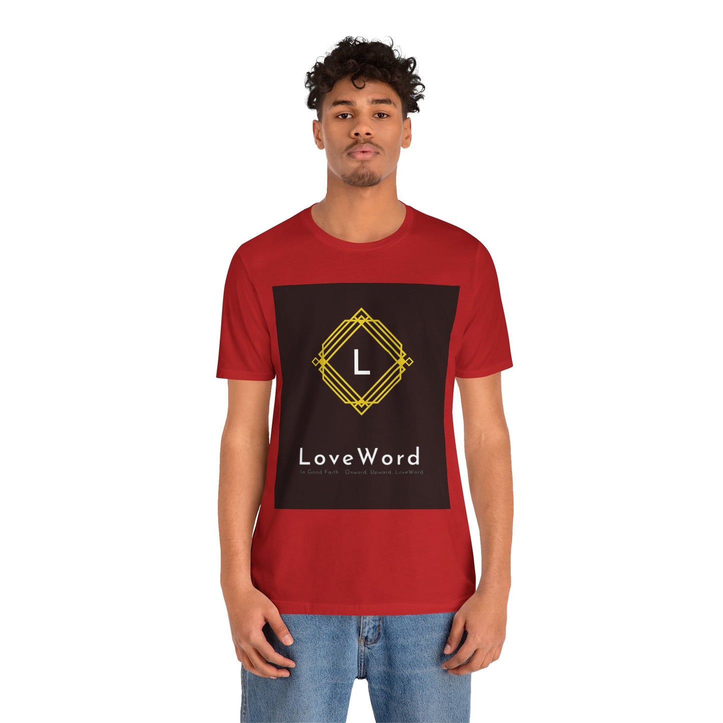 LoveWord Monogram Tee — Geometric Gold Emblem T‑Shirt