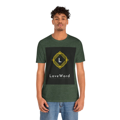 LoveWord Monogram Tee — Geometric Gold Emblem T‑Shirt