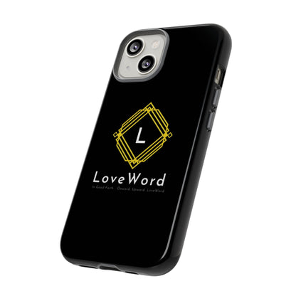 LoveWord Monogram Tough Phone Case — Black Protective iPhone Cover